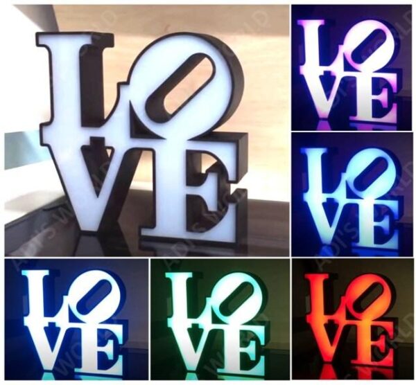 LOVE letters name table multicolor light lamp with remote