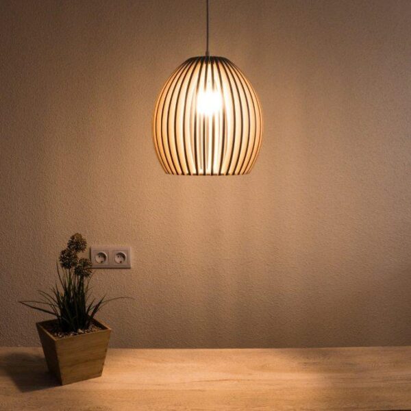 Oval Shape Modern Wooden Hanging Lamp Shade - Image 2