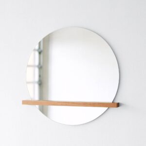 Modern Design Mirror With Wooden Shelf