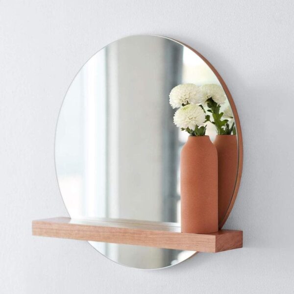 Modern Design Mirror With Wooden Shelf - Image 3