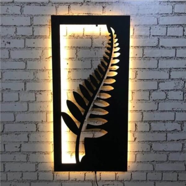 Illuminated leaf lighted wall decor Black color frame