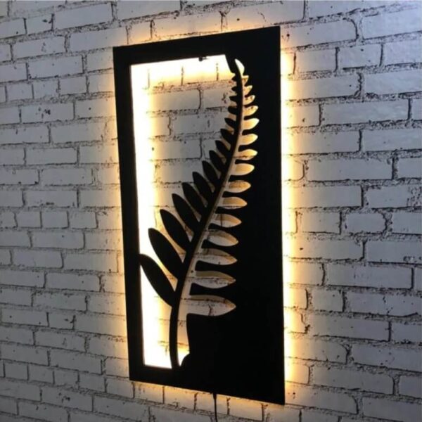 Illuminated leaf lighted wall decor Black color frame - Image 2