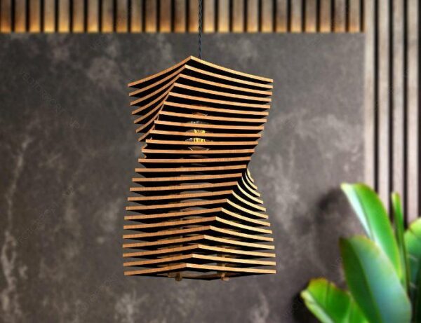 Twist Shape Modern Hanging Wooden Lamp Shade - Image 3