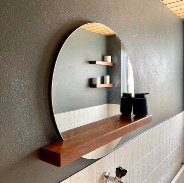 Modern Design Mirror With Wooden Shelf - Image 4