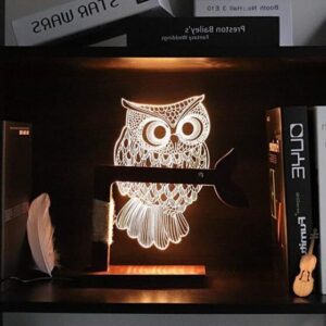 3D Illusion Owl Shape Led Table Lamp – AW0L1